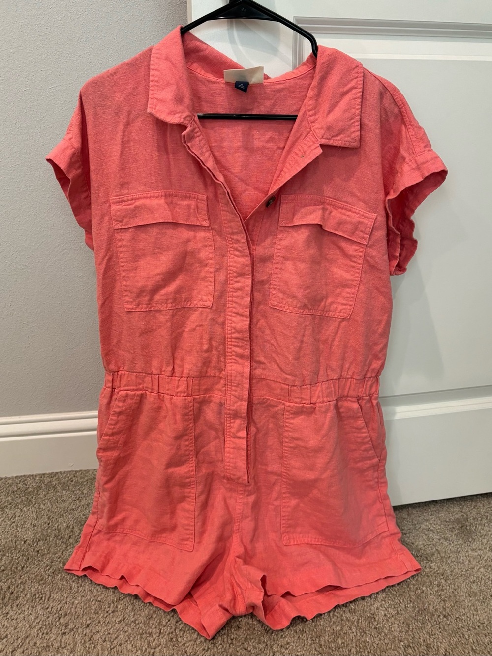 Universal Thread Coral Utility Short-Sleeve Romper